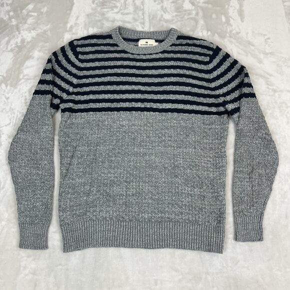 The Normal Brand Sweater Mens Large Gray Pique Stitch Crew Coastal Preppy Cozy - Picture 2 of 9